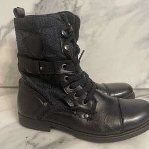 J75 Jump Deploy Combat Boots Men 8 Black Leather Lace Up Zip Military Moto